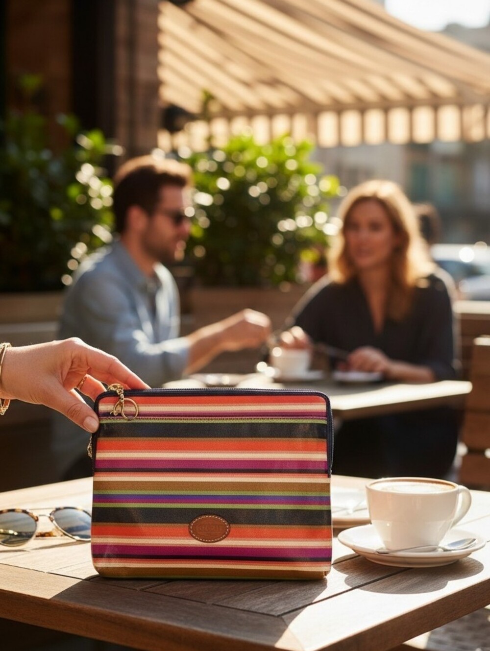 Fossil Multicolor Striped Tablet Clutch